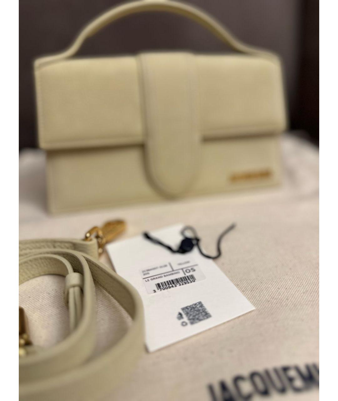 JACQUEMUS Желтая кожаная сумка с короткими ручками, фото 8