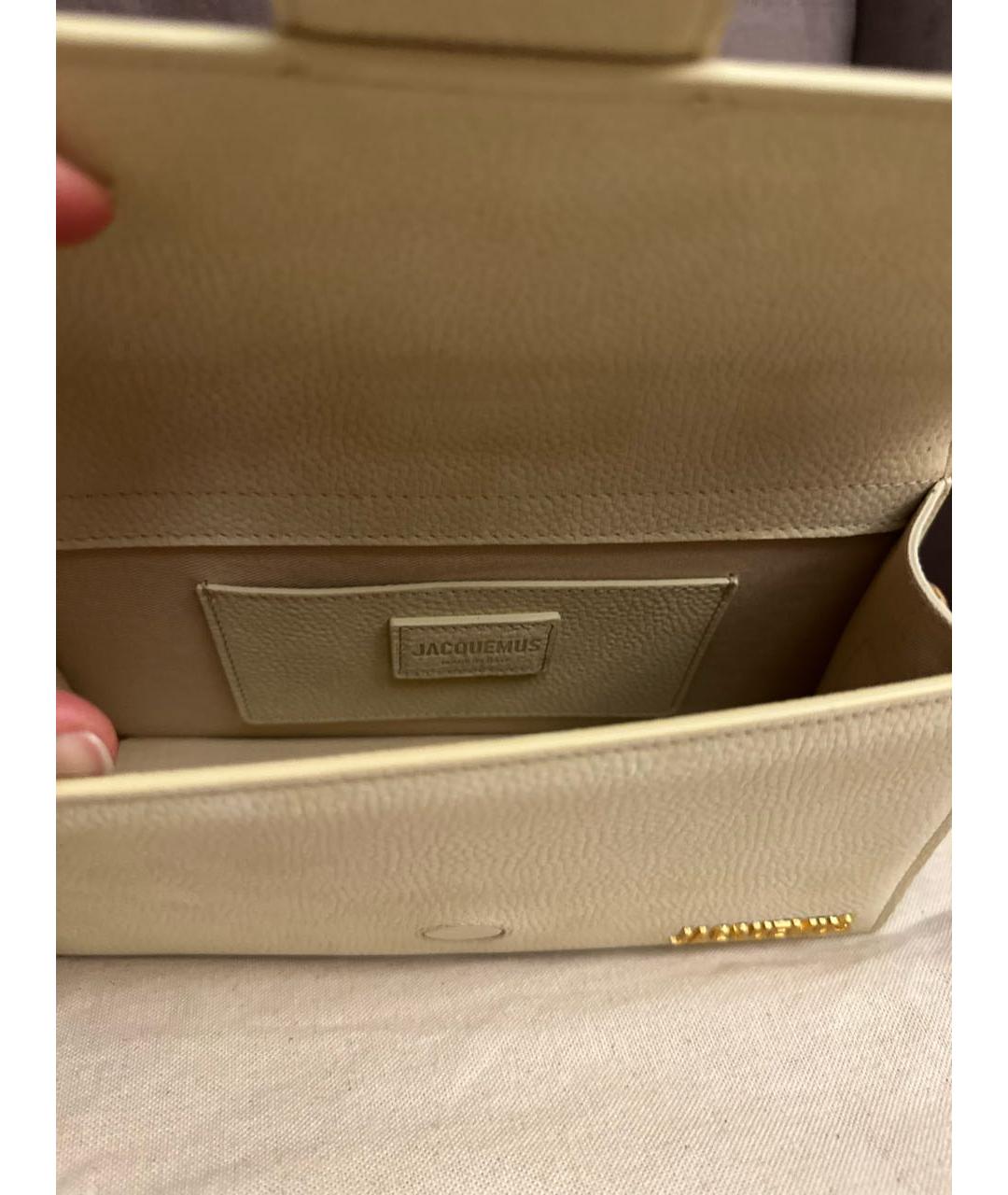 JACQUEMUS Желтая кожаная сумка с короткими ручками, фото 6
