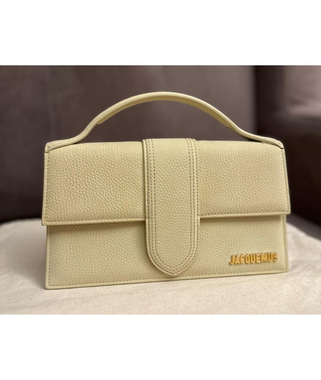 JACQUEMUS Желтая кожаная сумка с короткими ручками, фото 9