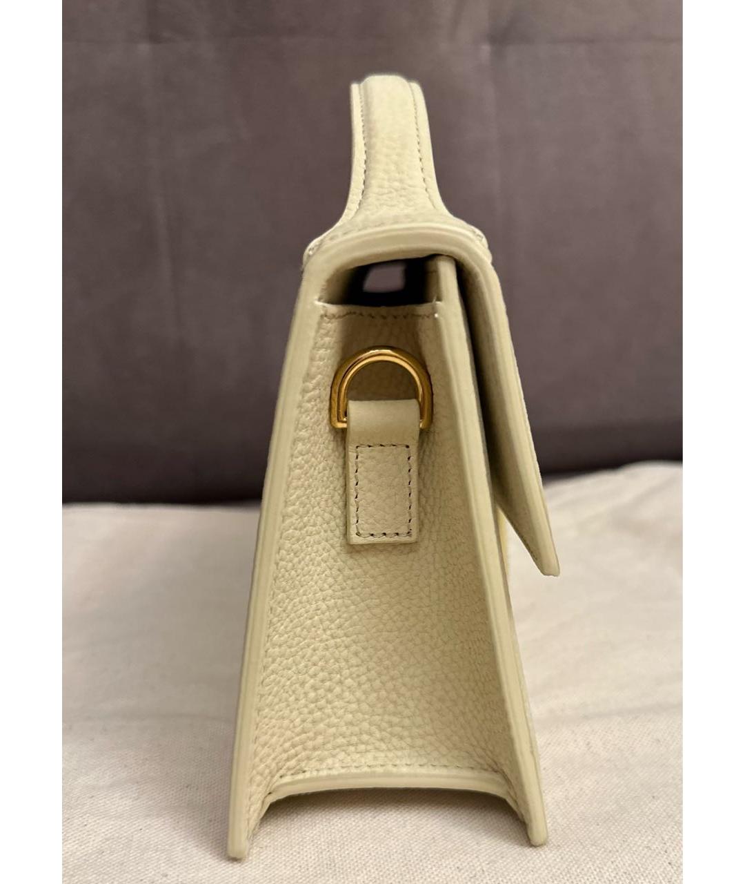 JACQUEMUS Желтая кожаная сумка с короткими ручками, фото 5