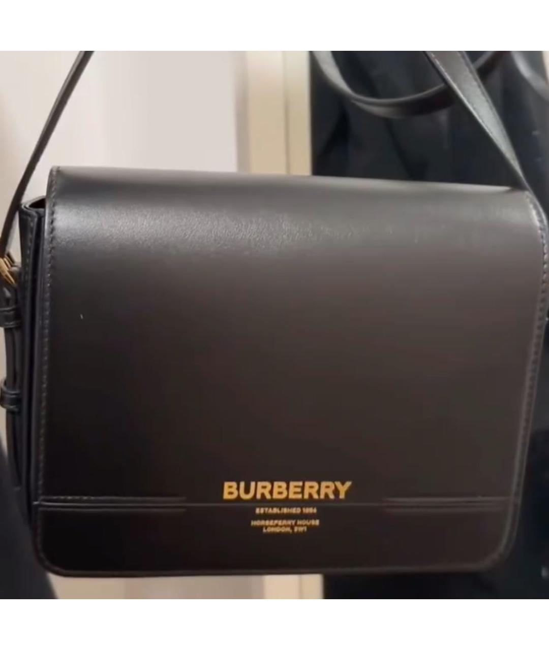 BURBERRY Черная кожаная сумка через плечо, фото 7