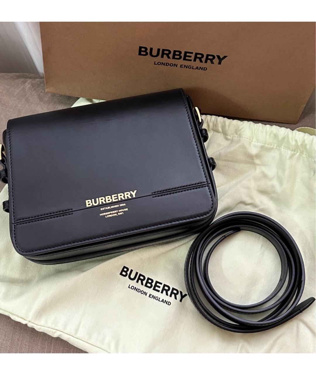 BURBERRY Черная кожаная сумка через плечо, фото 5