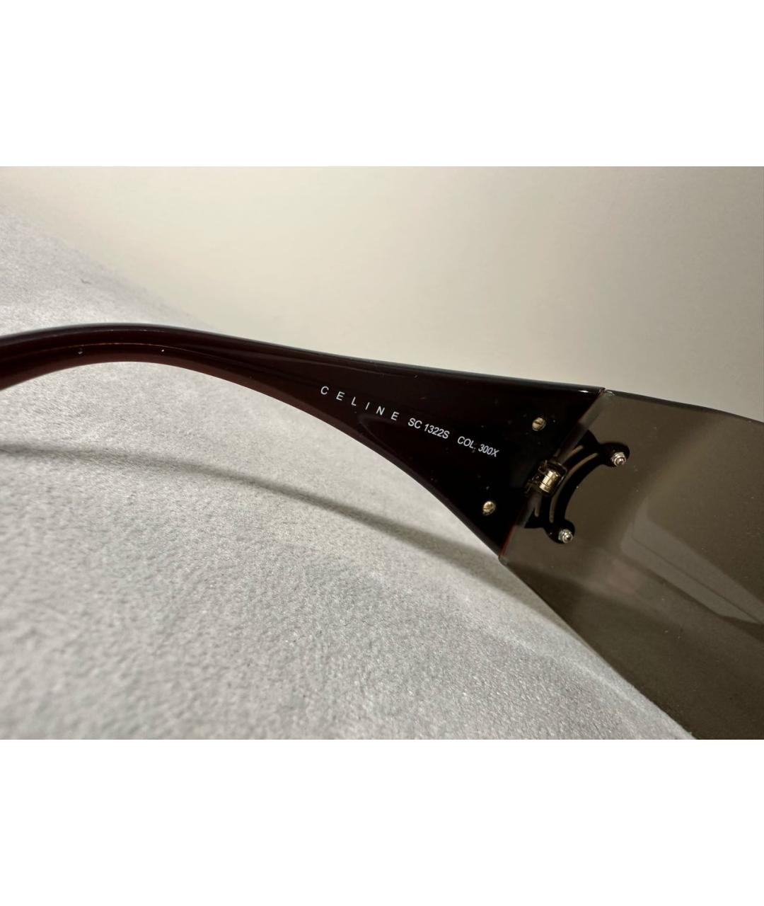 CELINE Коричневые пластиковые солнцезащитные очки, фото 7