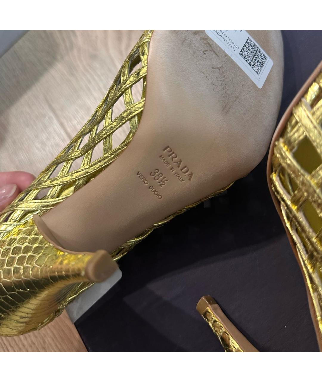 PRADA Золотые кожаные туфли, фото 6