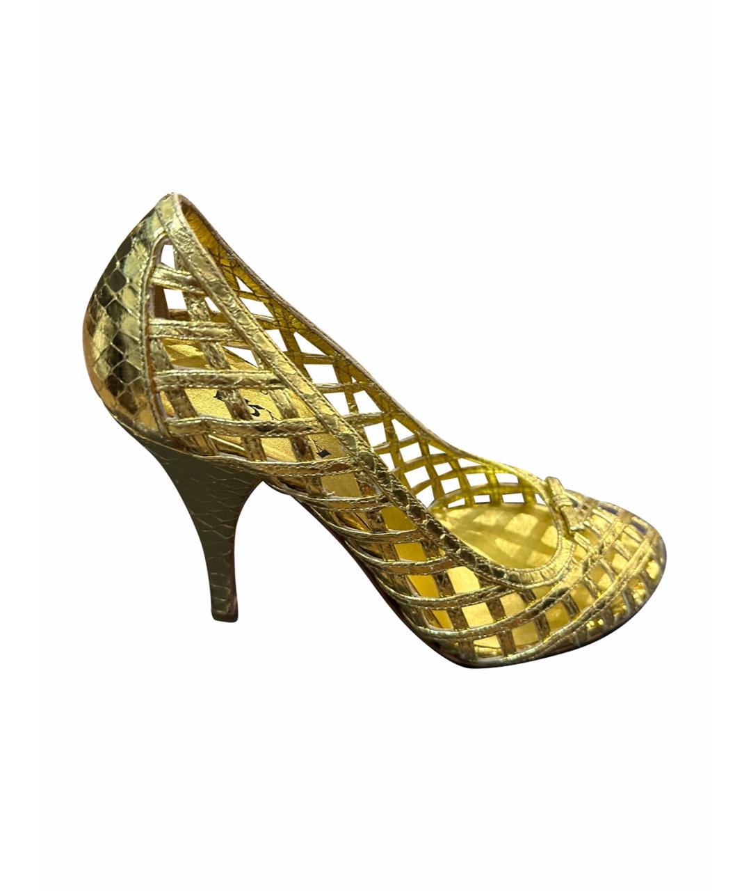 PRADA Золотые кожаные туфли, фото 1