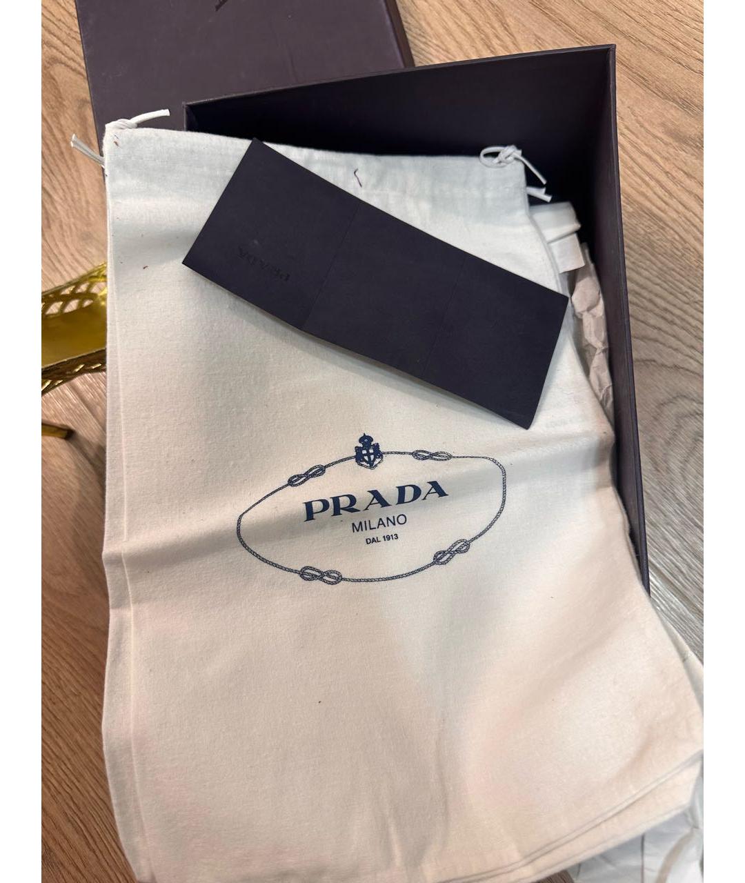 PRADA Золотые кожаные туфли, фото 5