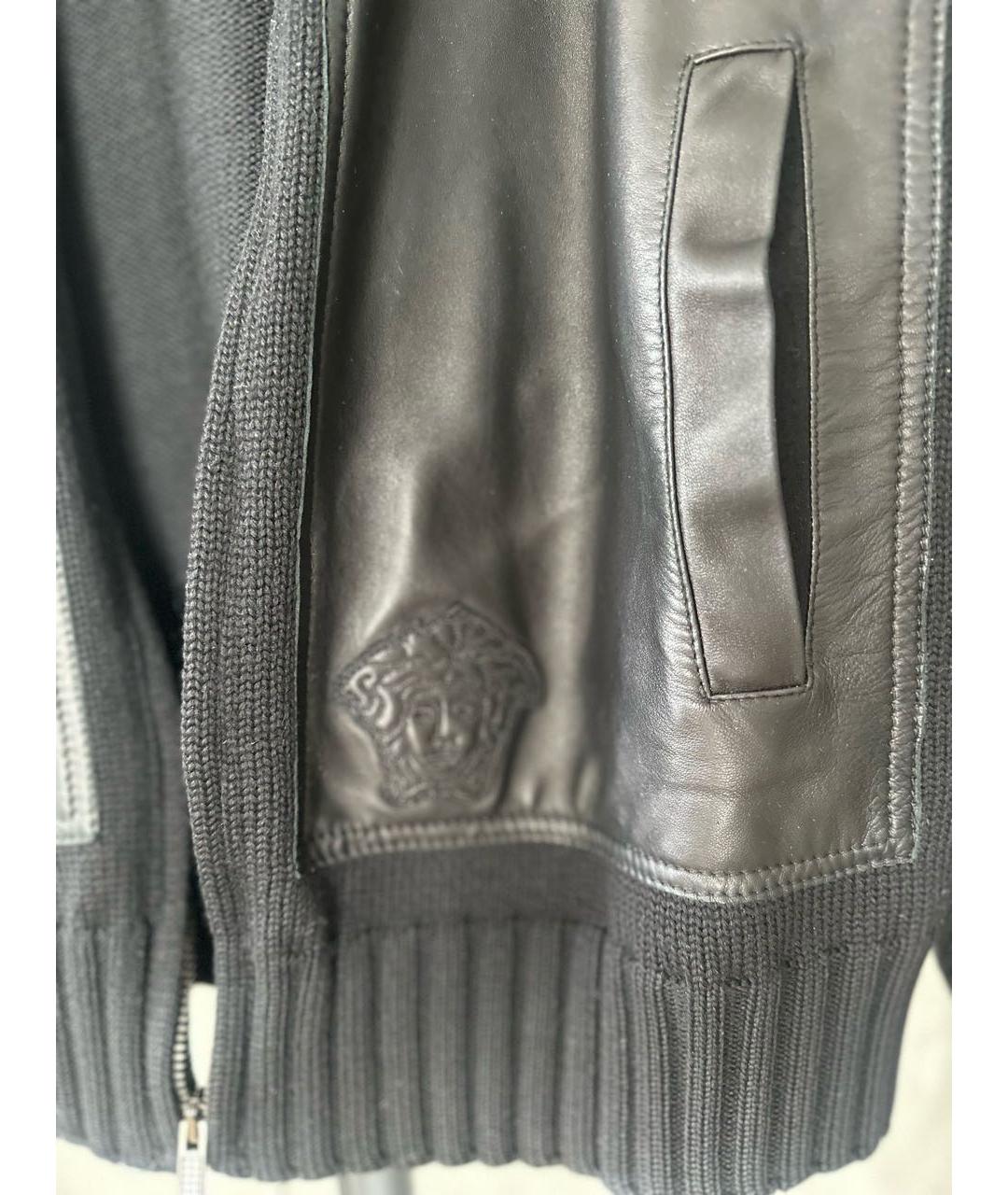 VERSACE Черная кожаная куртка, фото 3