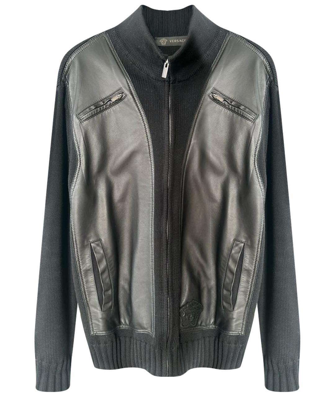 VERSACE Черная кожаная куртка, фото 1