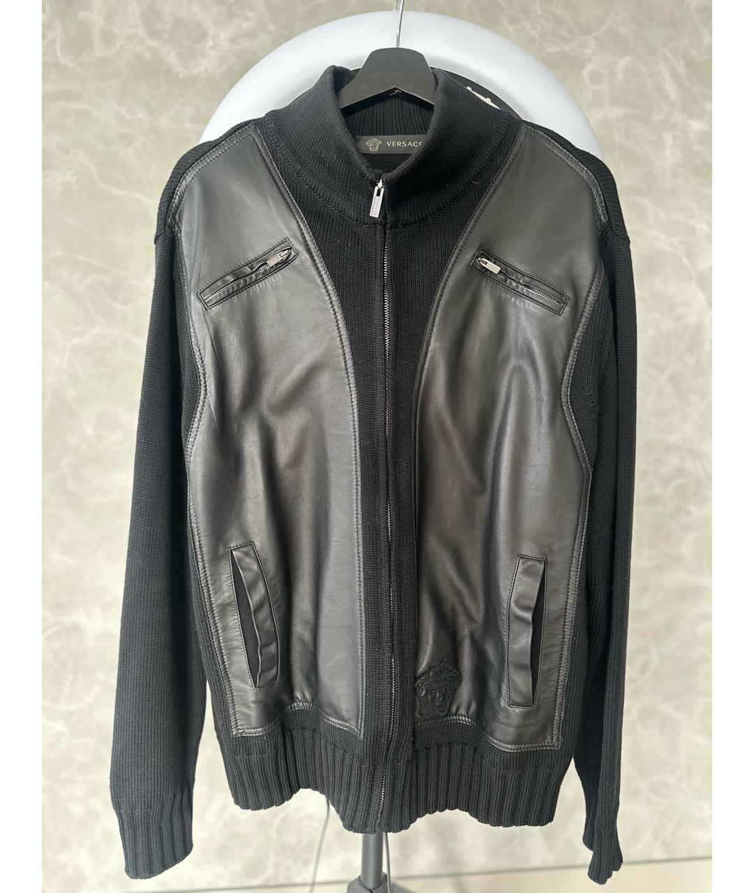 VERSACE Черная кожаная куртка, фото 6