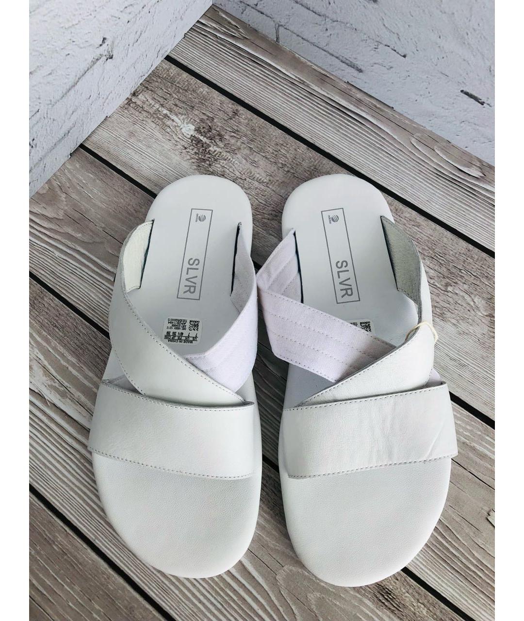 ADIDAS Белые кожаные шлепанцы, фото 2