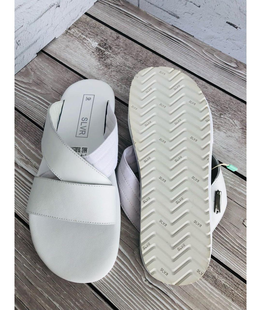 ADIDAS Белые кожаные шлепанцы, фото 5