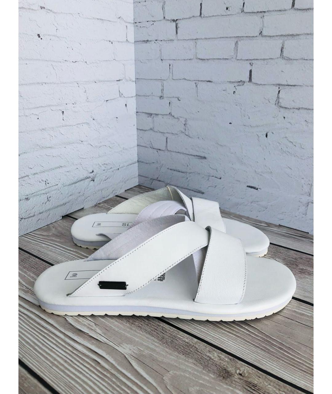 ADIDAS Белые кожаные шлепанцы, фото 4