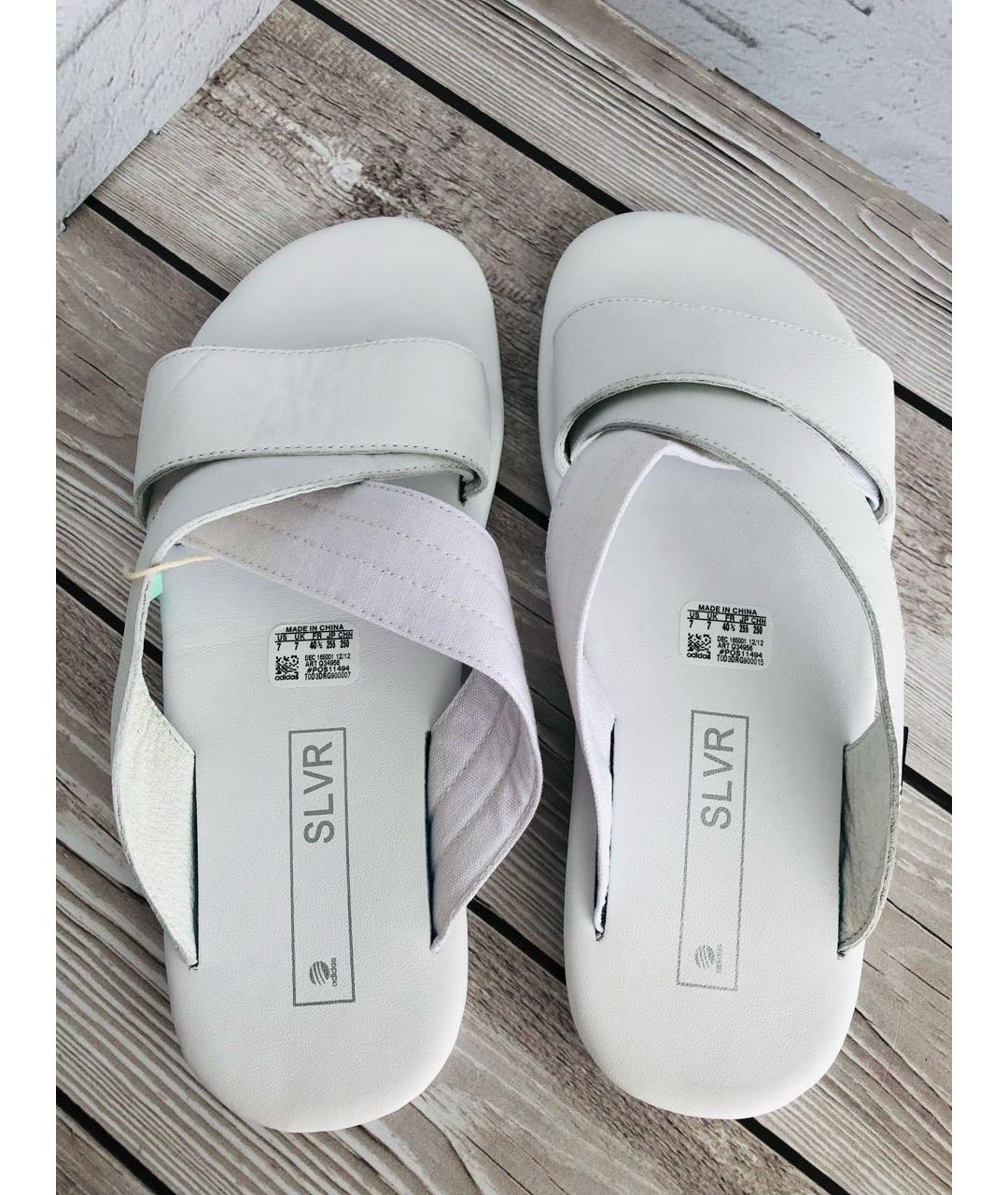 ADIDAS Белые кожаные шлепанцы, фото 3