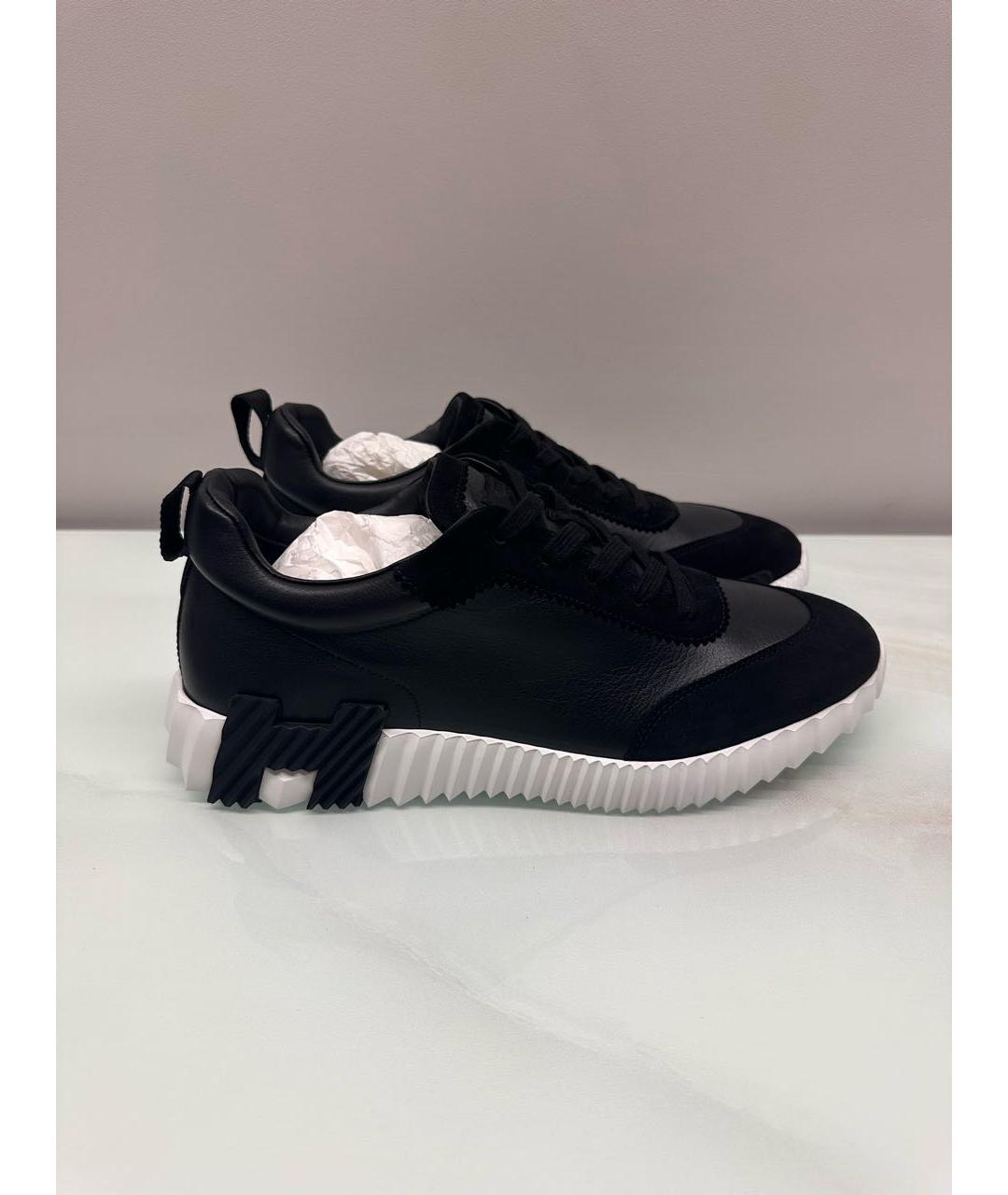 HERMES Черные кожаные низкие кроссовки / кеды, фото 8