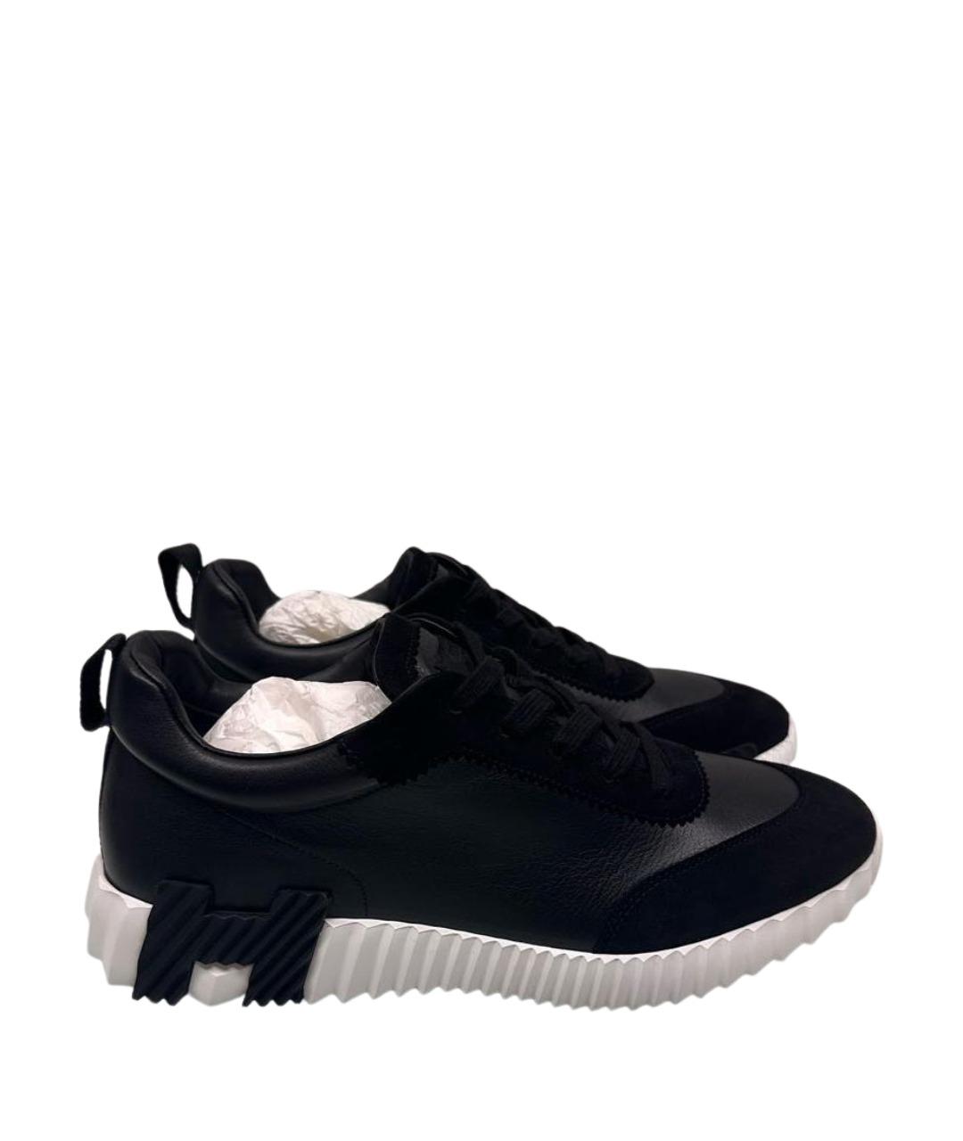 HERMES Черные кожаные низкие кроссовки / кеды, фото 1