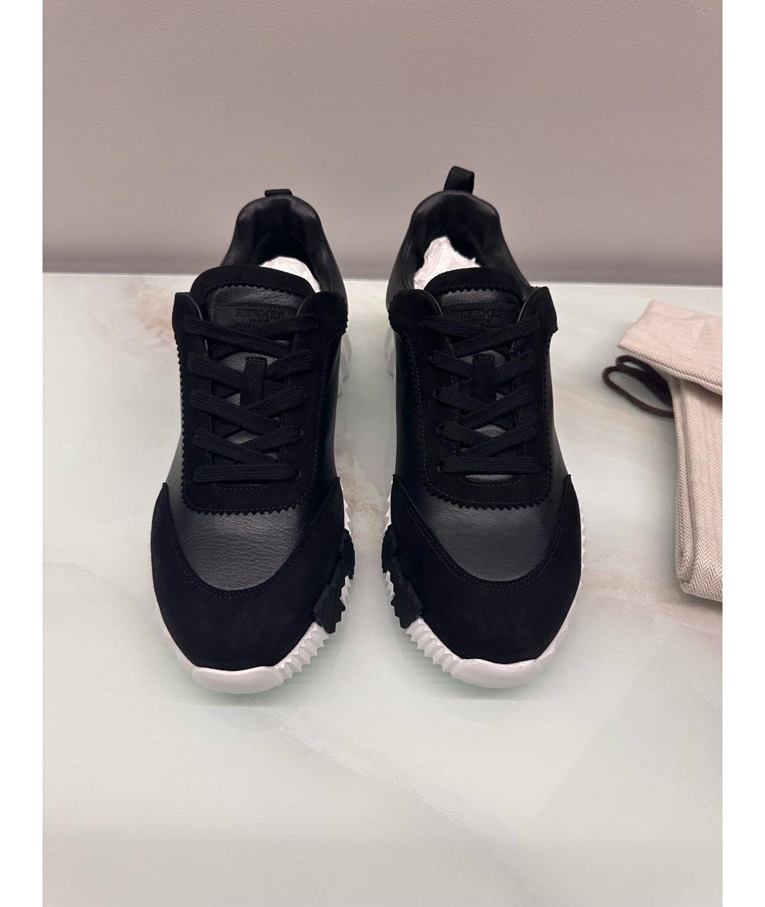 HERMES Черные кожаные низкие кроссовки / кеды, фото 3