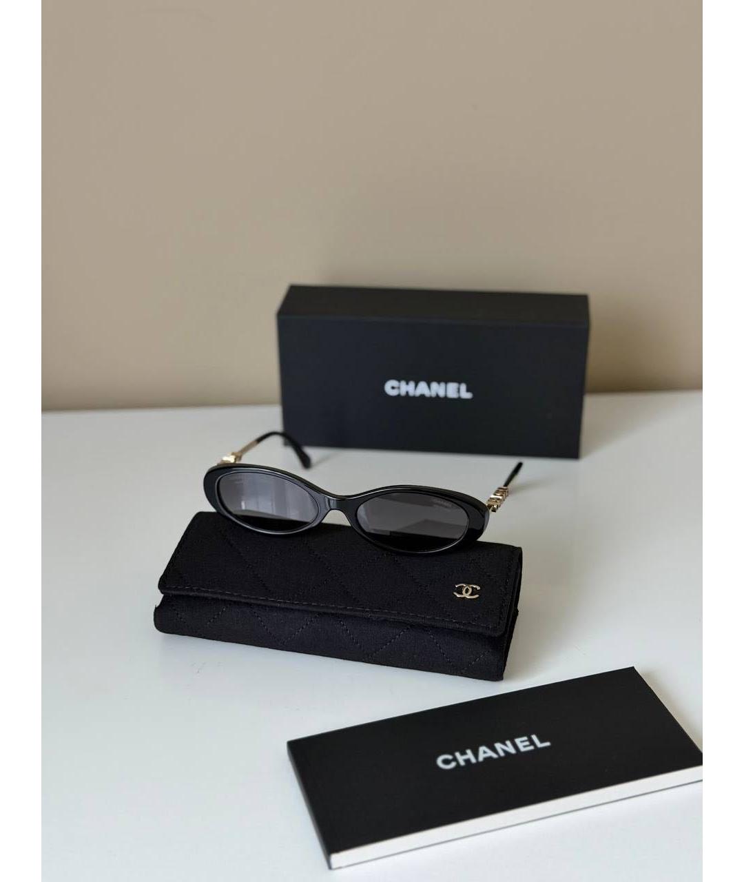 CHANEL Черные пластиковые солнцезащитные очки, фото 3