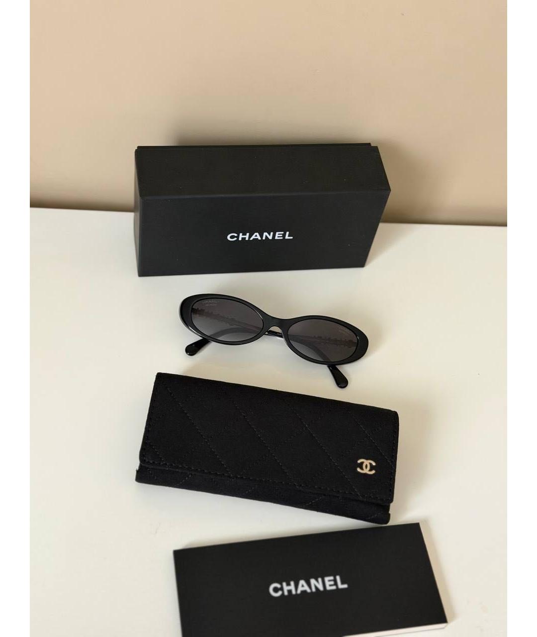 CHANEL Черные пластиковые солнцезащитные очки, фото 2