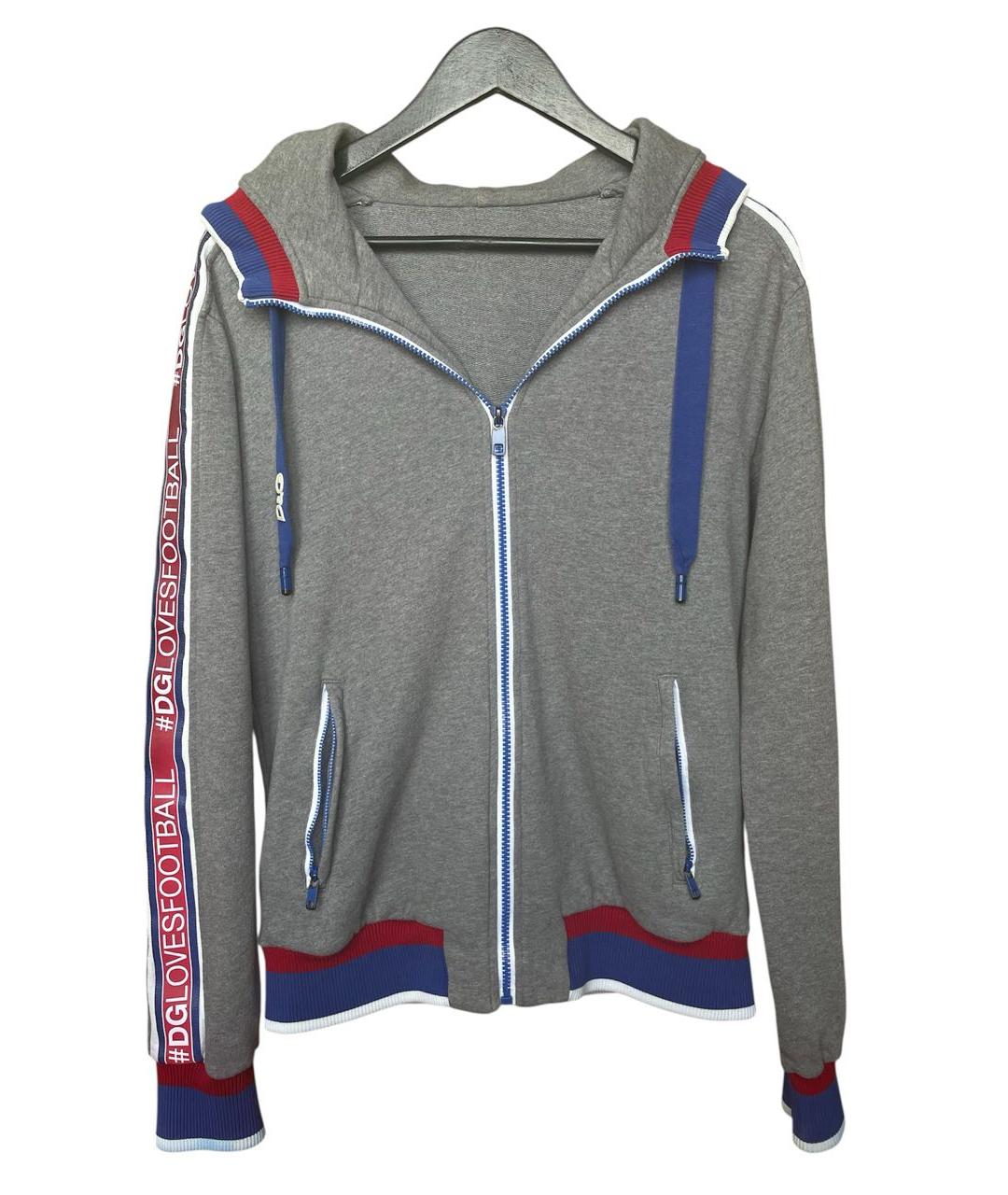 DOLCE&GABBANA Серый хлопковый спортивный костюм, фото 2