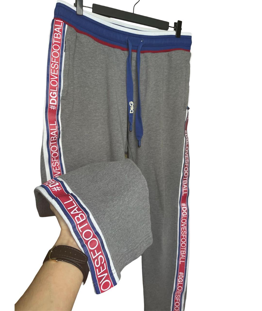 DOLCE&GABBANA Серый хлопковый спортивный костюм, фото 7