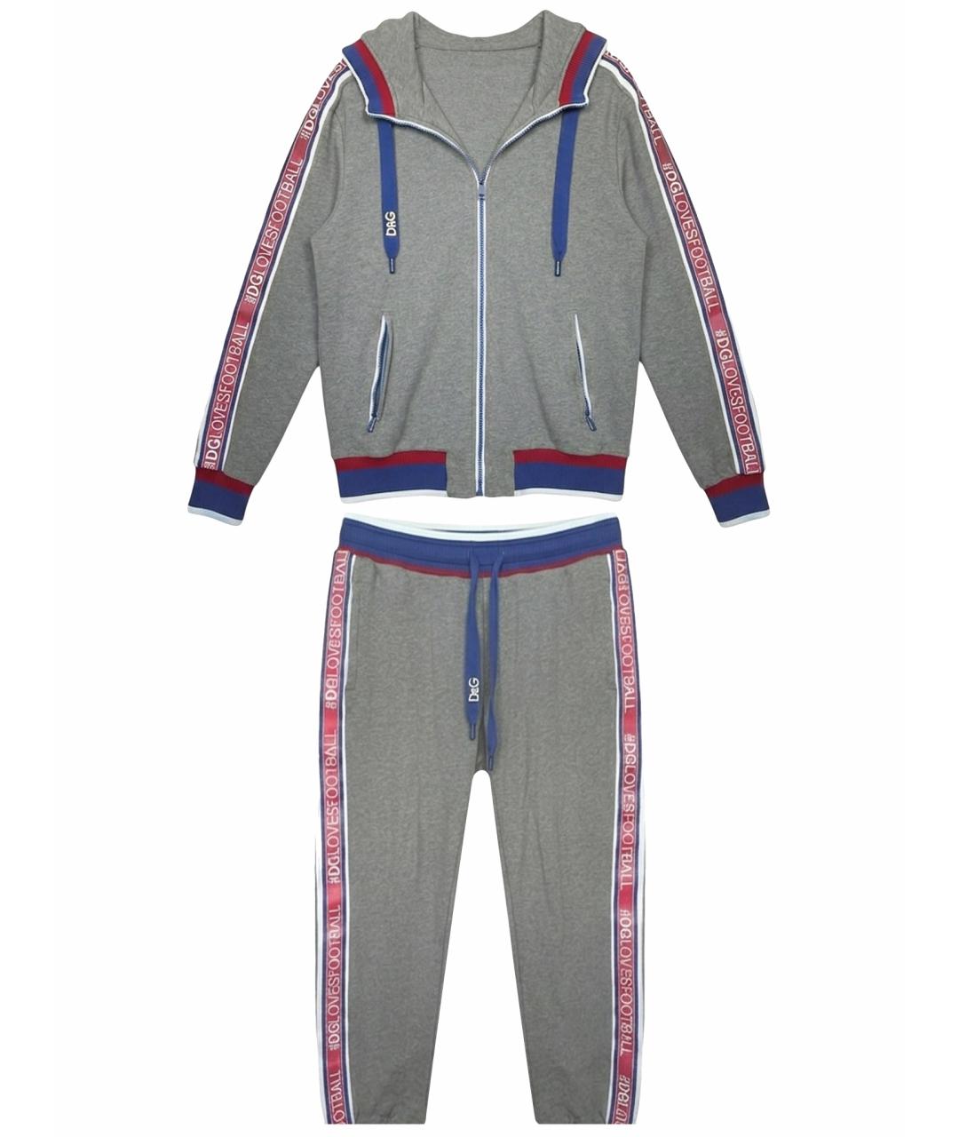 DOLCE&GABBANA Серый хлопковый спортивный костюм, фото 1