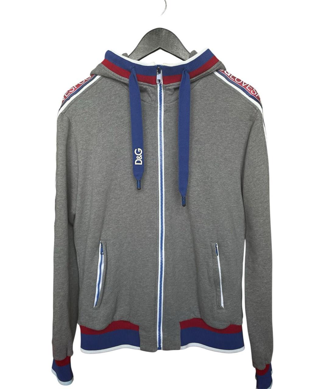 DOLCE&GABBANA Серый хлопковый спортивный костюм, фото 5