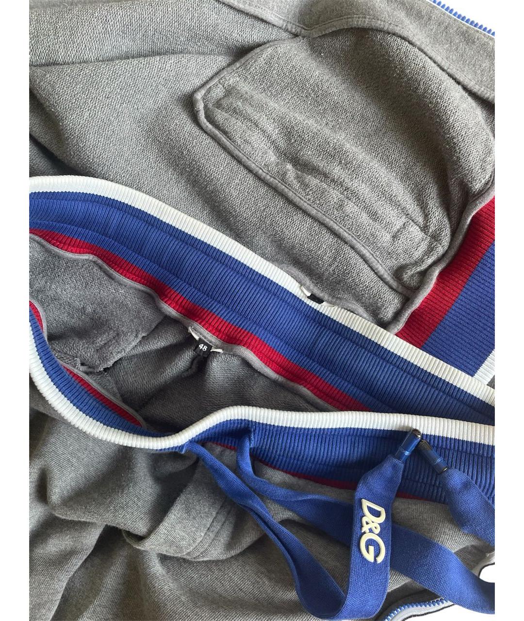 DOLCE&GABBANA Серый хлопковый спортивный костюм, фото 8