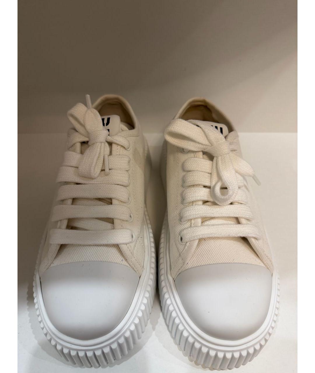 MIU MIU Белые текстильные кеды, фото 2