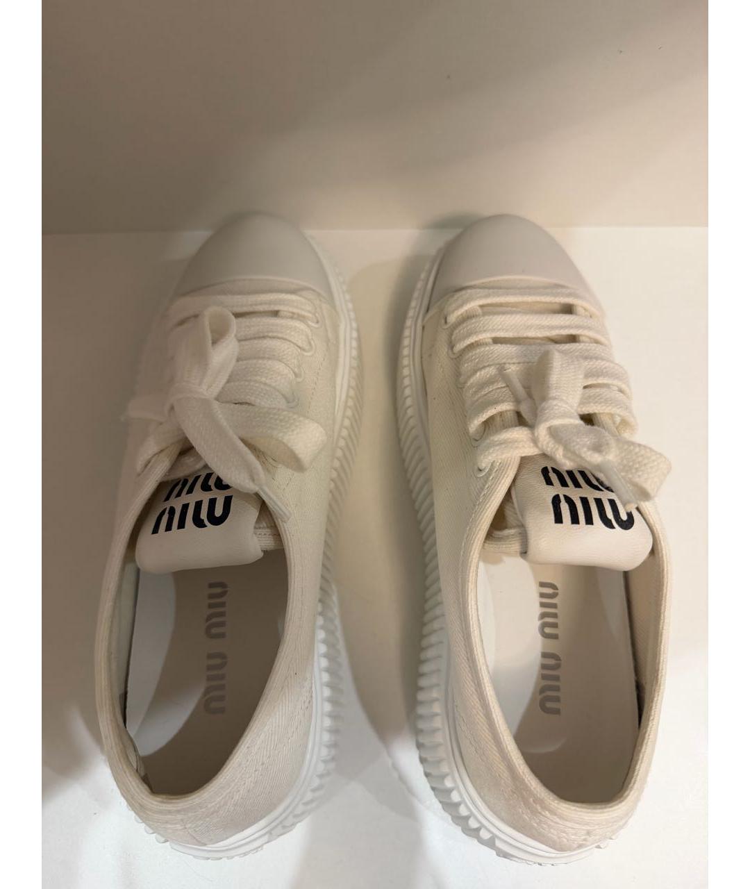 MIU MIU Белые текстильные кеды, фото 3