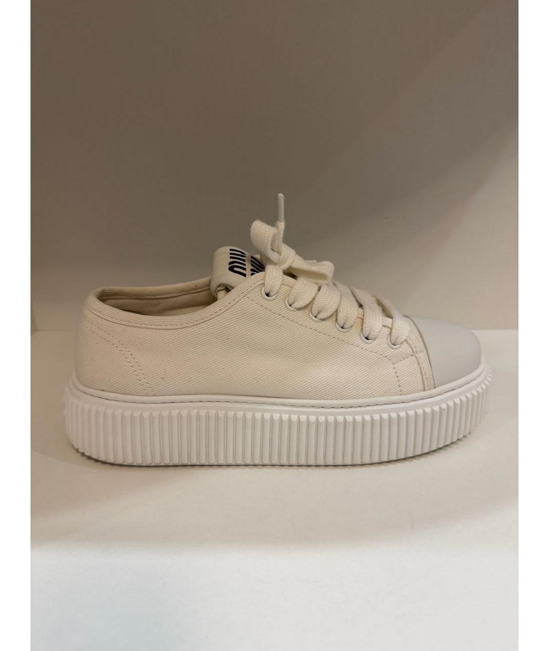 MIU MIU Белые текстильные кеды, фото 8