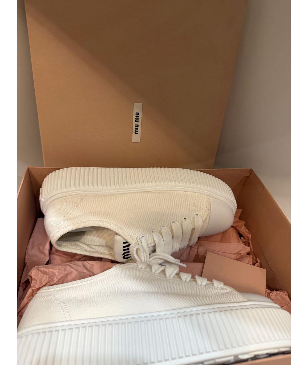 MIU MIU Белые текстильные кеды, фото 7