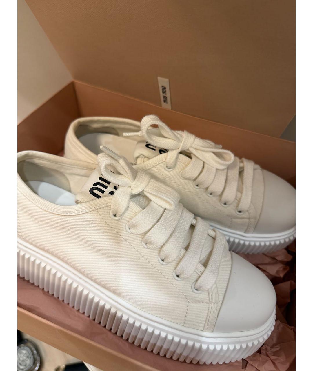 MIU MIU Белые текстильные кеды, фото 5