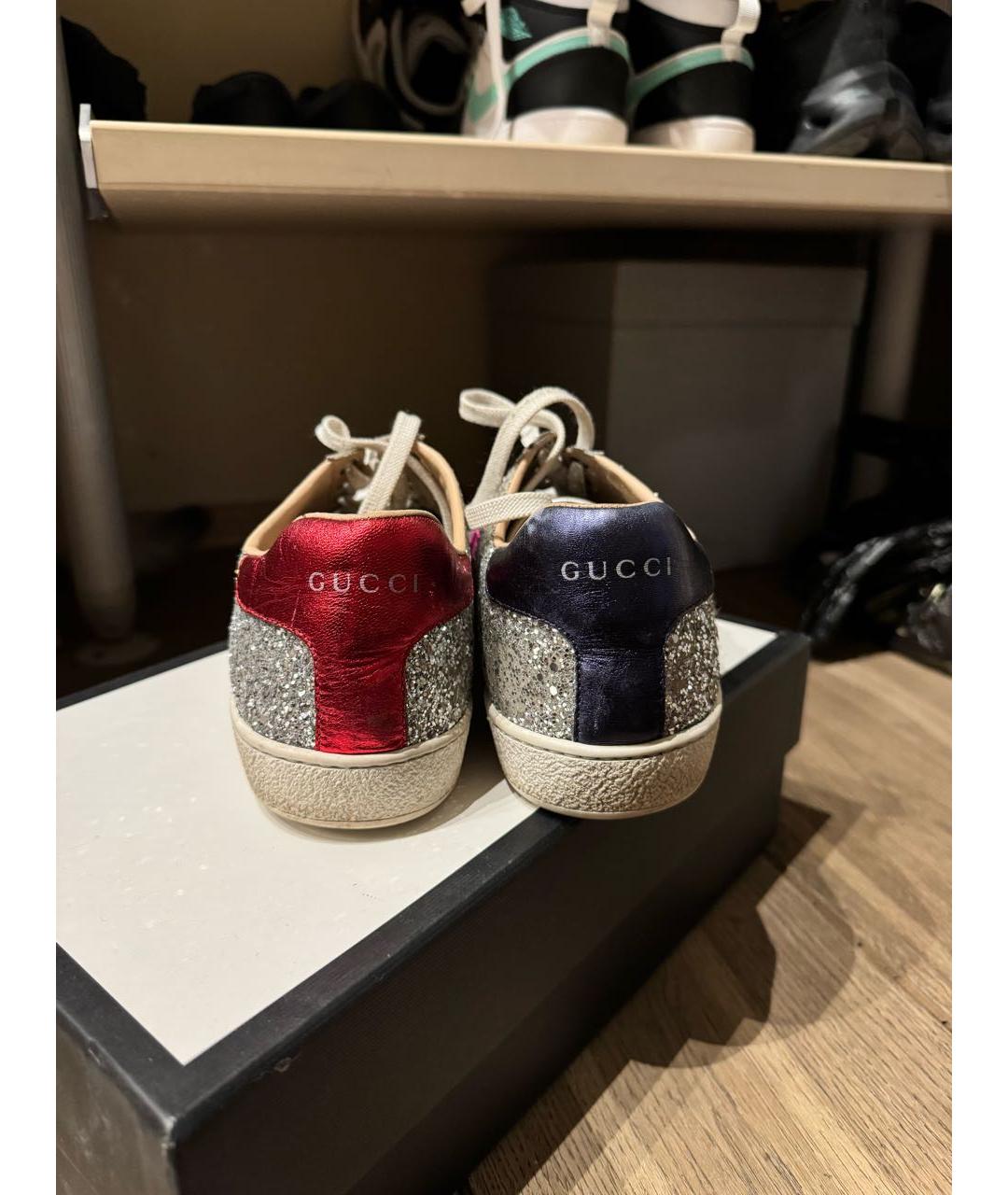 GUCCI Серебряные кеды, фото 2