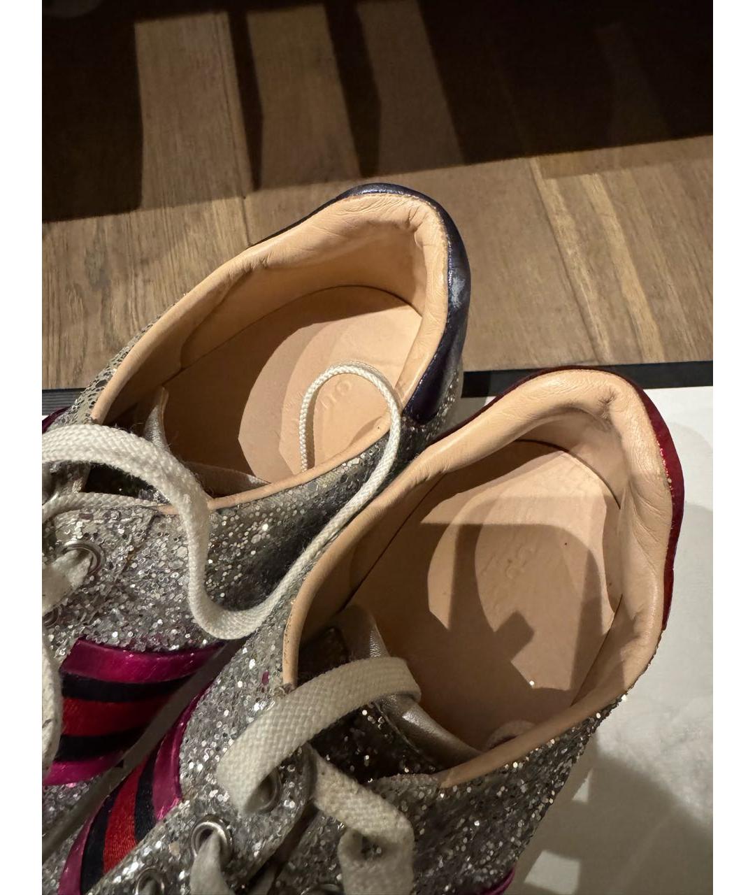 GUCCI Серебряные кеды, фото 3