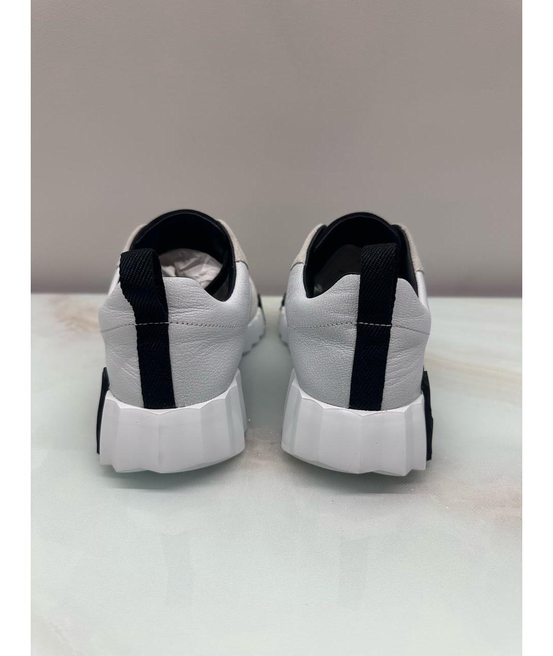 HERMES Белые кожаные кроссовки, фото 4