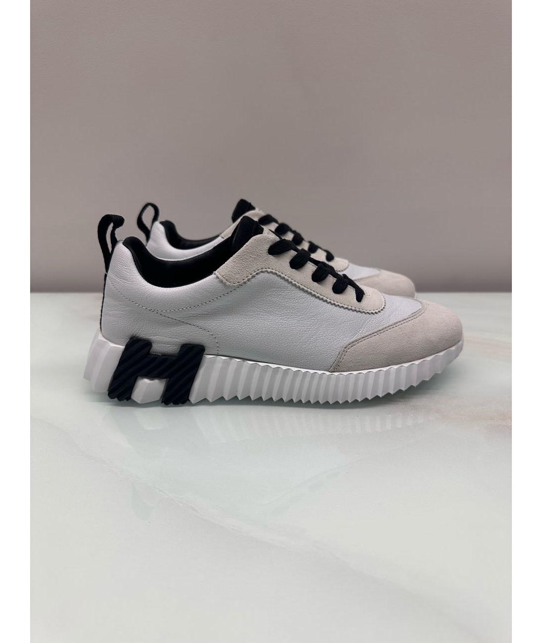 HERMES Белые кожаные кроссовки, фото 7