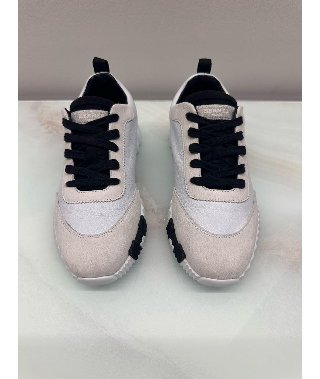 HERMES Белые кожаные кроссовки, фото 2