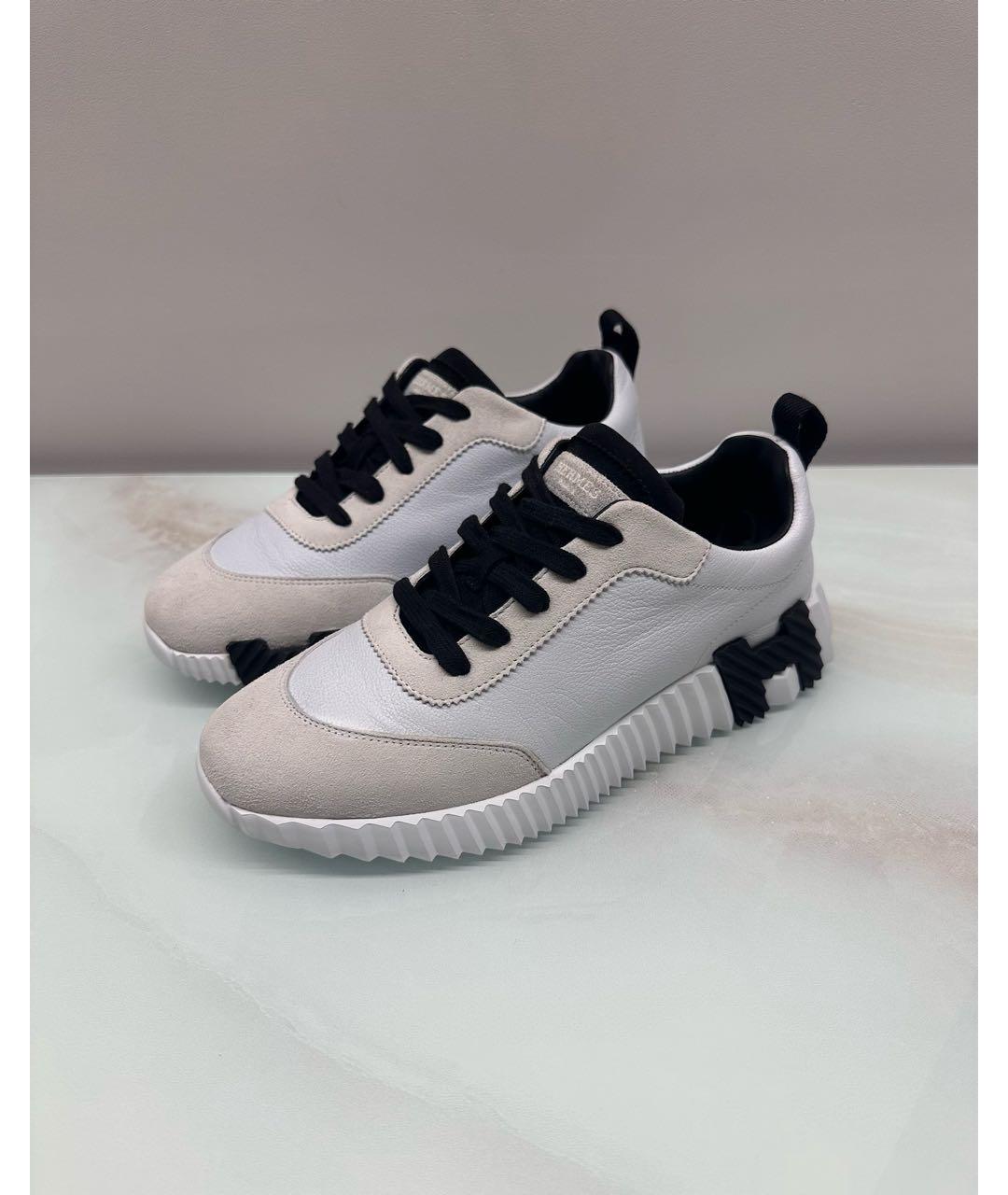 HERMES Белые кожаные кроссовки, фото 3