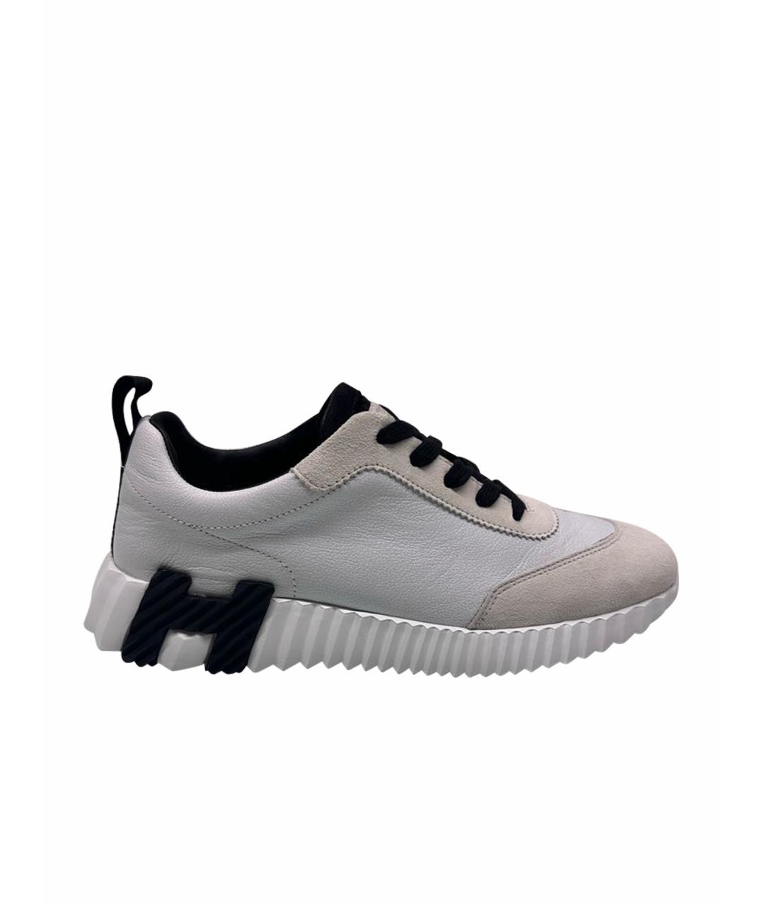 HERMES Белые кожаные кроссовки, фото 1