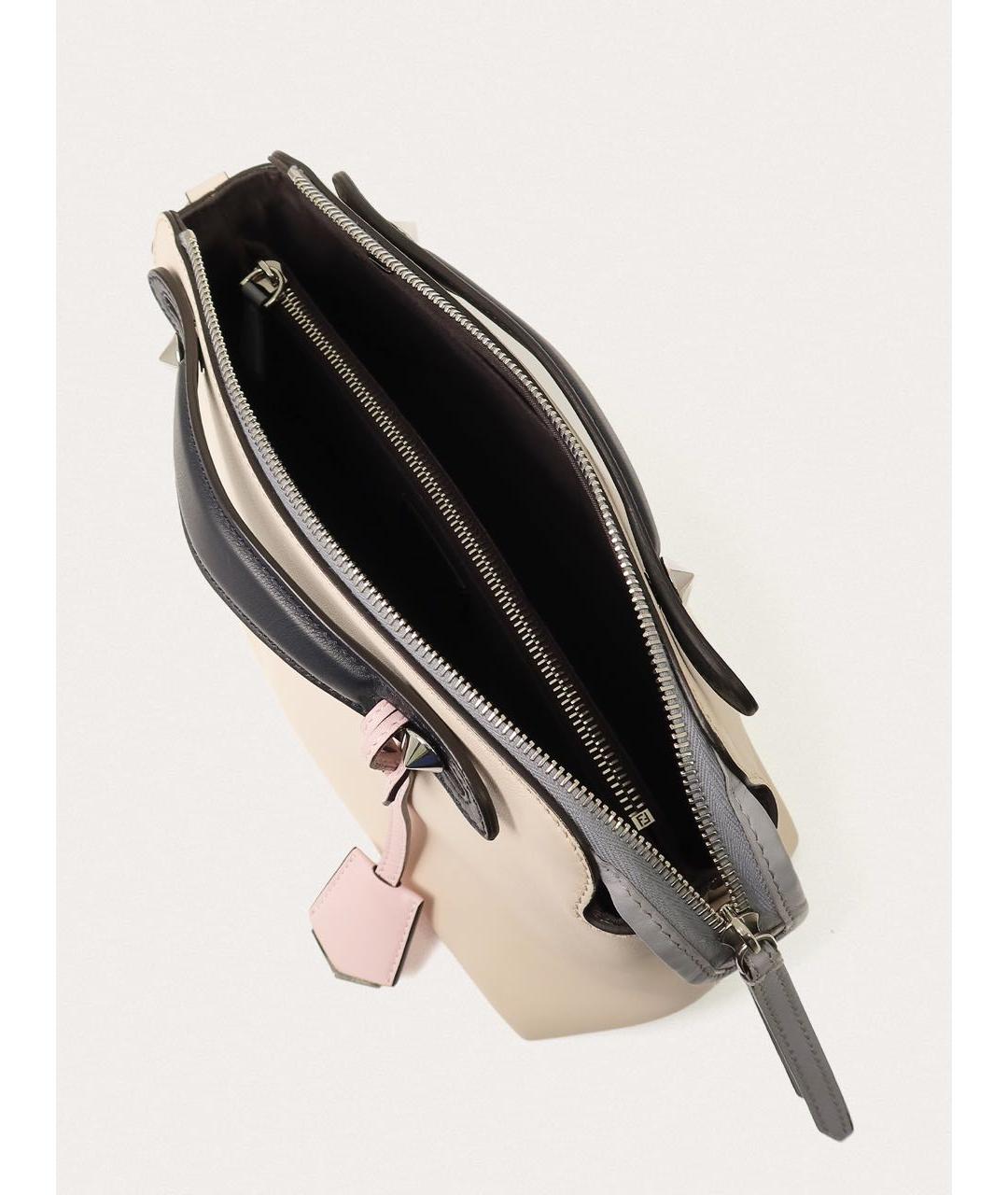 FENDI Бежевая кожаная сумка через плечо, фото 4