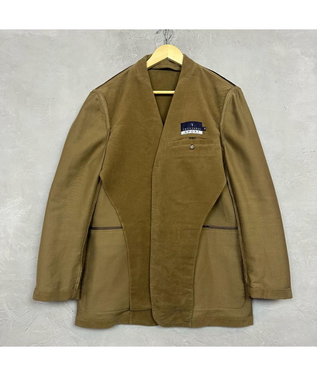 TRUSSARDI Коричневый хлопковый пиджак, фото 3