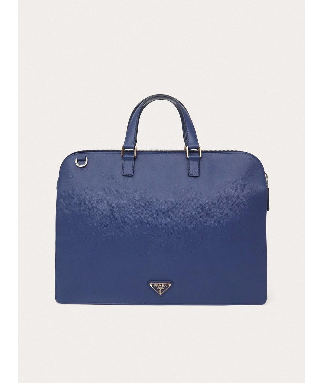 PRADA Синий кожаный портфель, фото 9