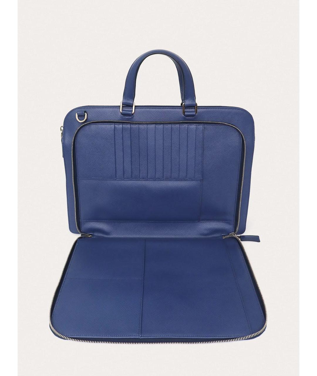 PRADA Синий кожаный портфель, фото 4