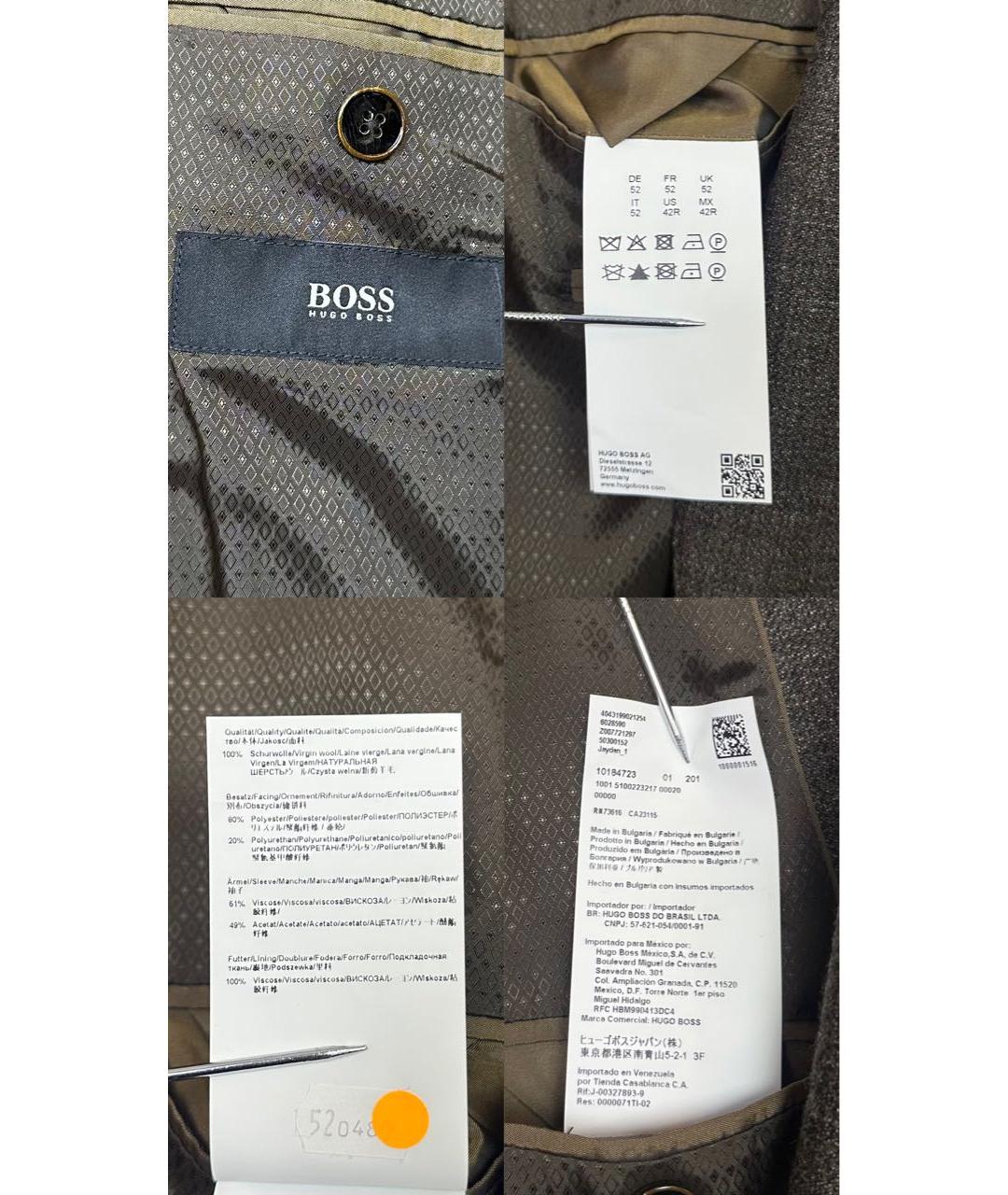 HUGO BOSS Коричневый шерстяной пиджак, фото 8