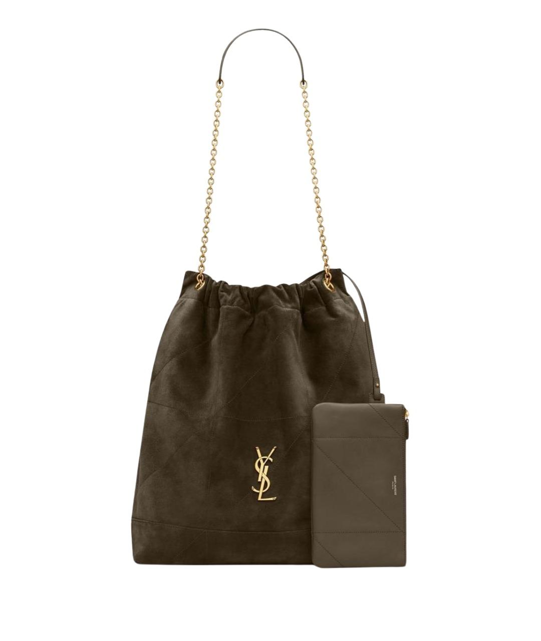 SAINT LAURENT Хаки замшевая сумка тоут, фото 1
