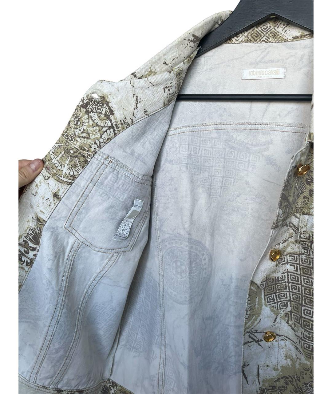 ROBERTO CAVALLI Бежевая хлопковая куртка, фото 8