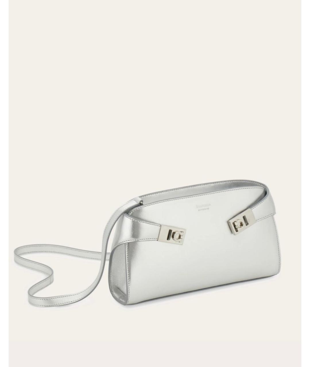 FERRAGAMO Серебряная кожаная сумка через плечо, фото 2