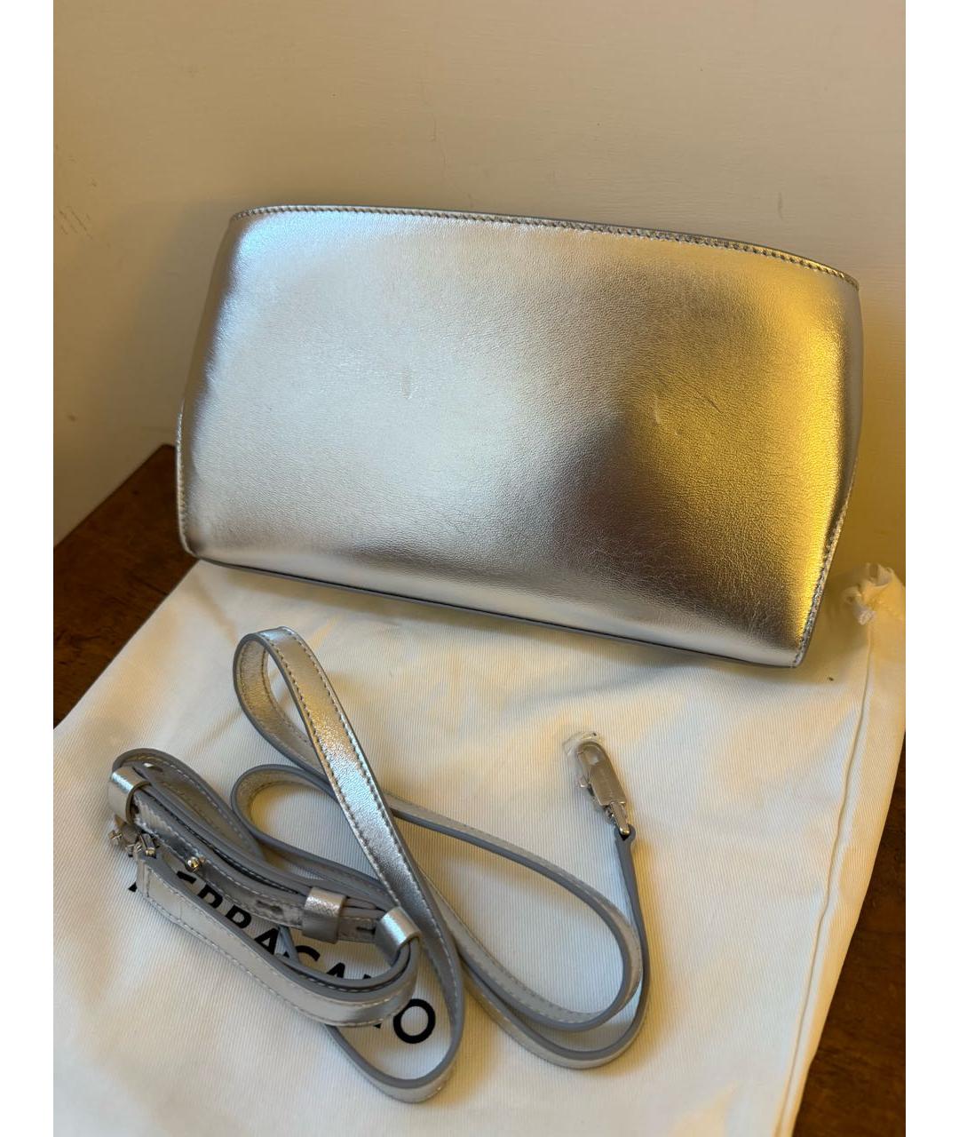 FERRAGAMO Серебряная кожаная сумка через плечо, фото 4