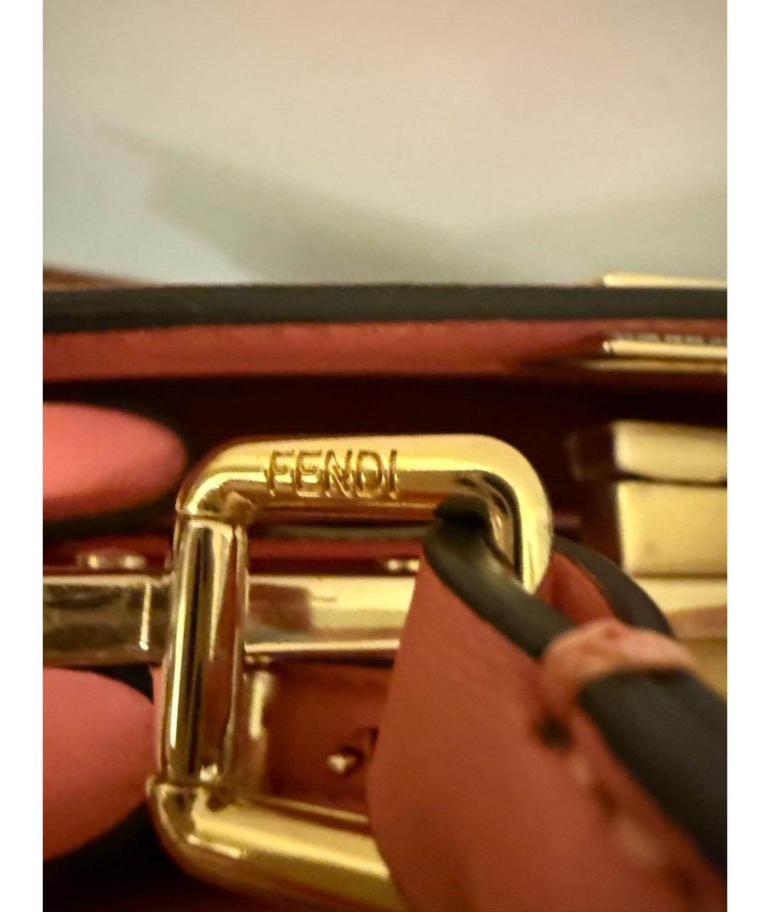 FENDI Розовая кожаная сумка с короткими ручками, фото 2