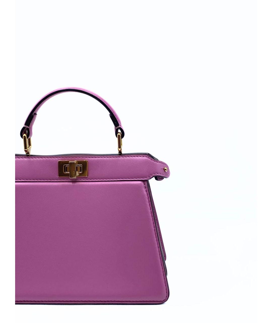 FENDI Розовая кожаная сумка с короткими ручками, фото 4